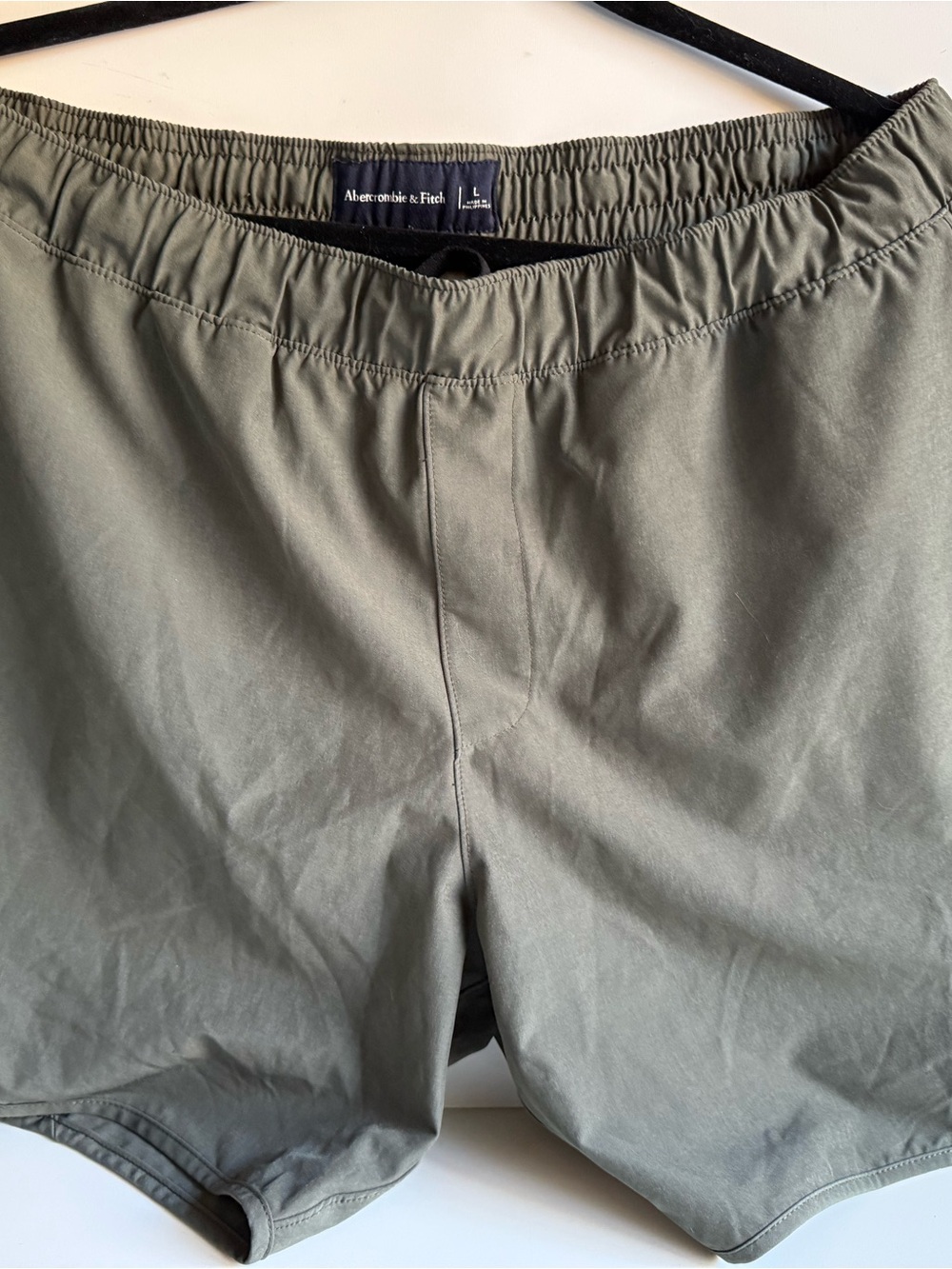 Abercrombie & Fitch Men's Olive Cotton-Blend Athletic Shorts